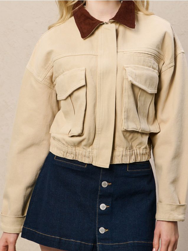 Sinsay Sinsay - Κοντό μπουφάν - τζιν στο χρωμα της ωχρας