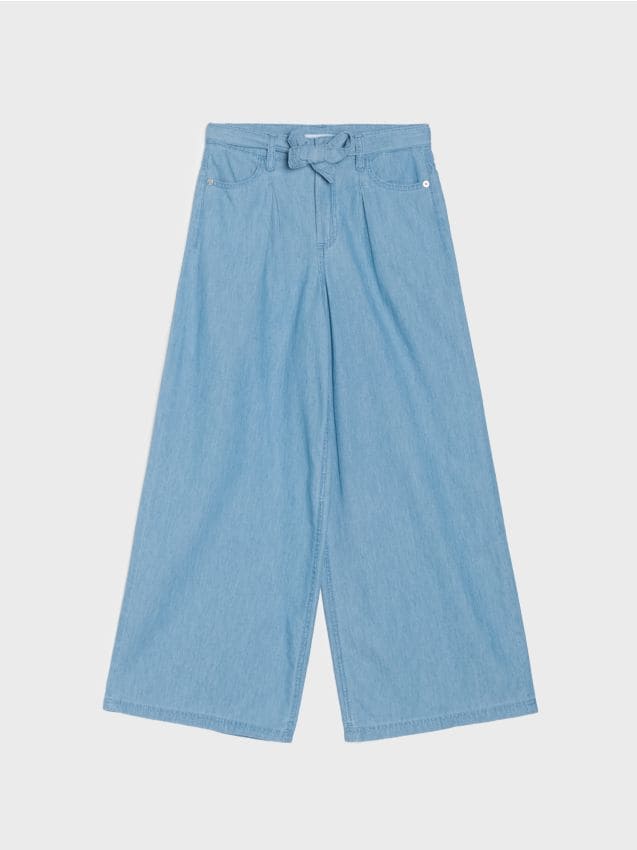 Sinsay - Blugi cu crac larg - albastru