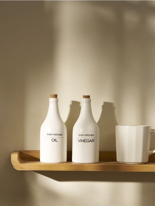 Sinsay - Sticle ceramice pentru oțet și ulei set 2 bucăți - alb