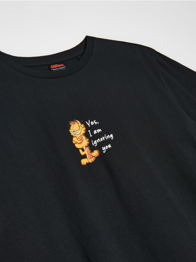 Sinsay - Tricou din bumbac cu mânecă scurtă Garfield - negru
