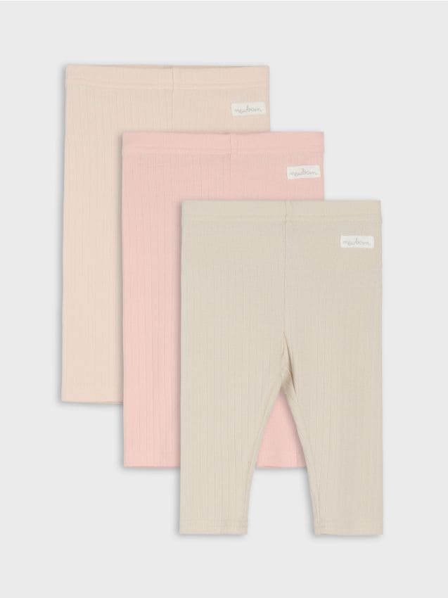Sinsay - Colanți din bumbac 3 pack - roz-pastel