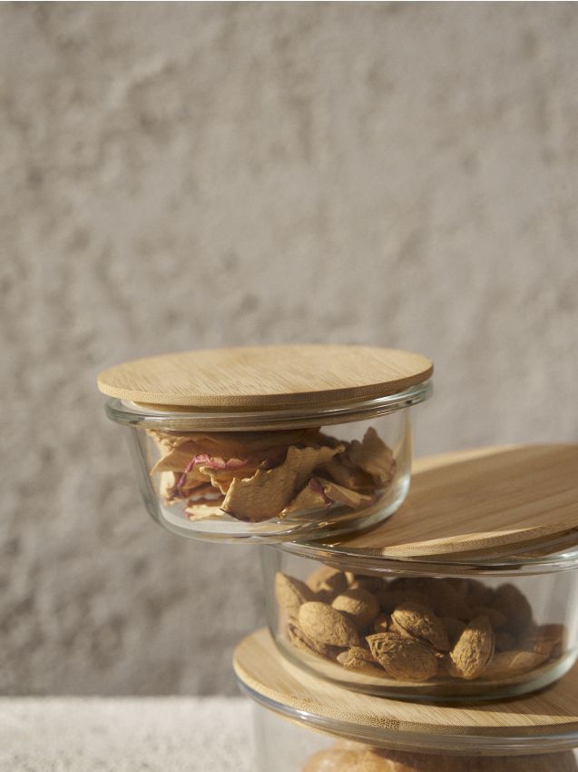 Sinsay - Sklenená nádoba na potraviny s viečkom - biela