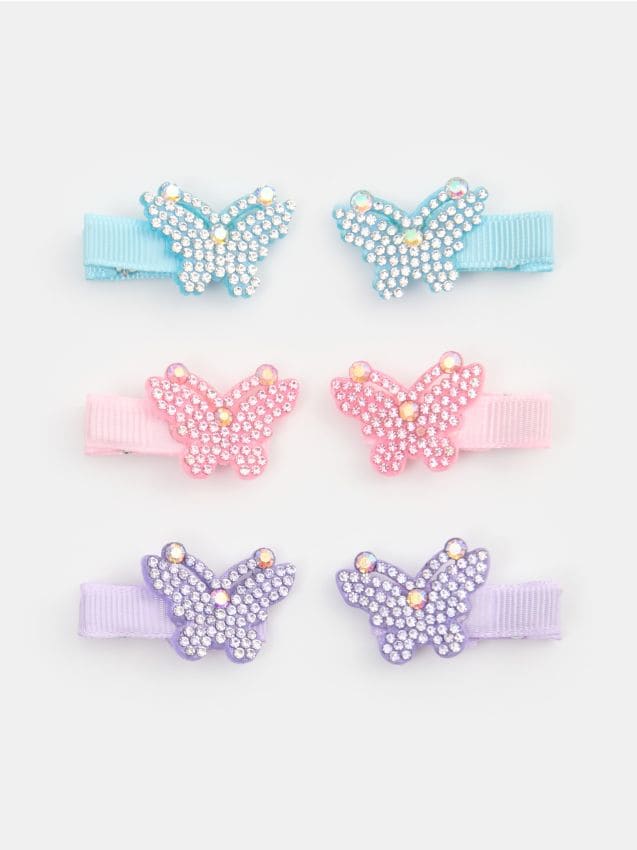 Sinsay - Agrafe de păr cu motiv fluturi și strasuri 6 pack - multicolor