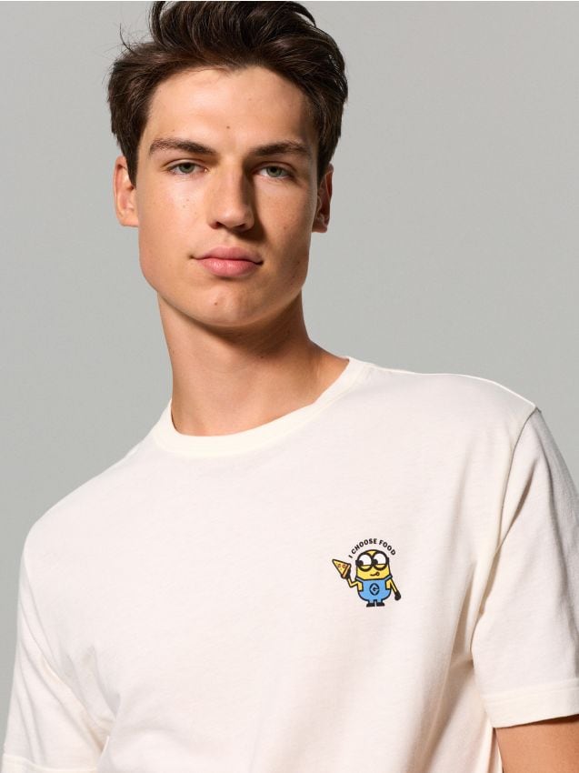 Sinsay - Tricou din bumbac cu imprimeu Minions - crem