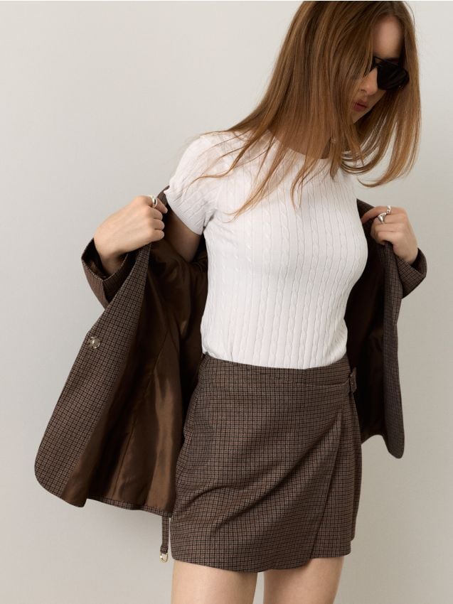 Sinsay - Fustă-pantalon în carouri cu amestec de viscoză - multicolor