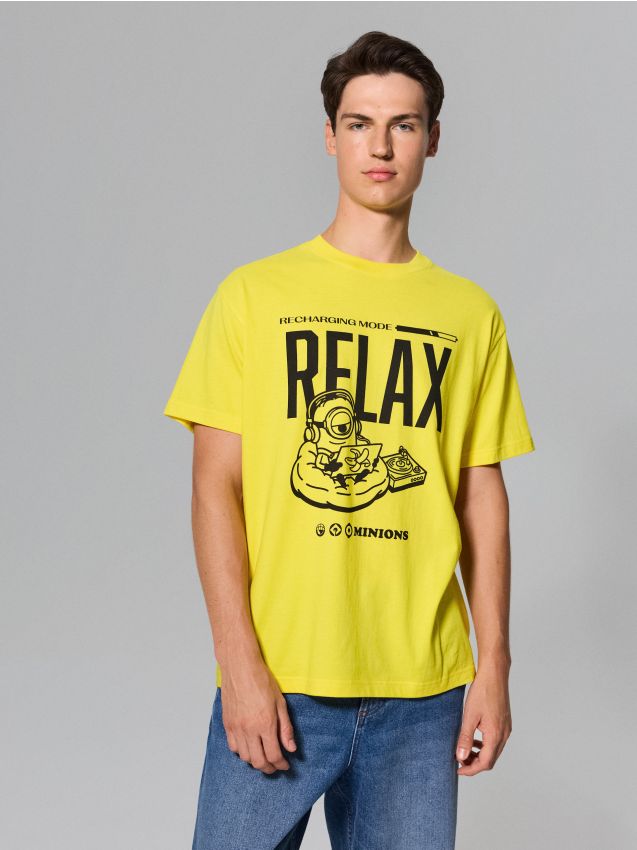 Sinsay - Tricou din bumbac cu imprimeu Minions - galben