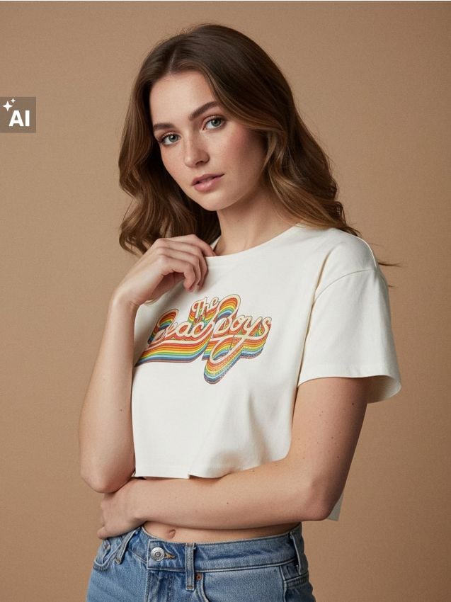 Sinsay - Tricou din bumbac cu imprimeu The Beach Boys - crem
