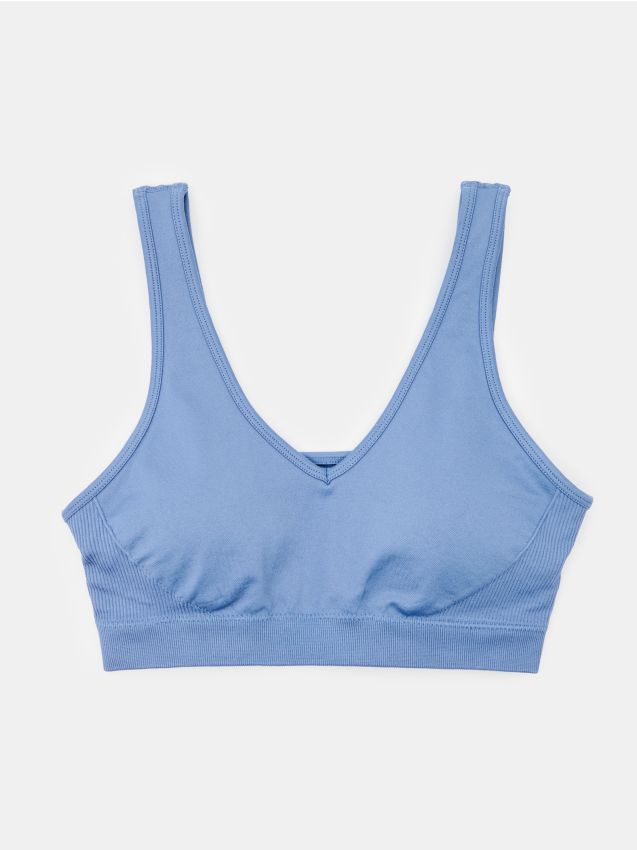 Sinsay - Sutien sport fără cusături cu cupe detașabile - indigo