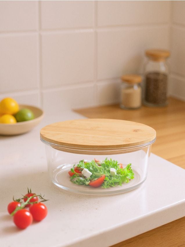 Sinsay - Sklenená nádoba na potraviny s viečkom - biela