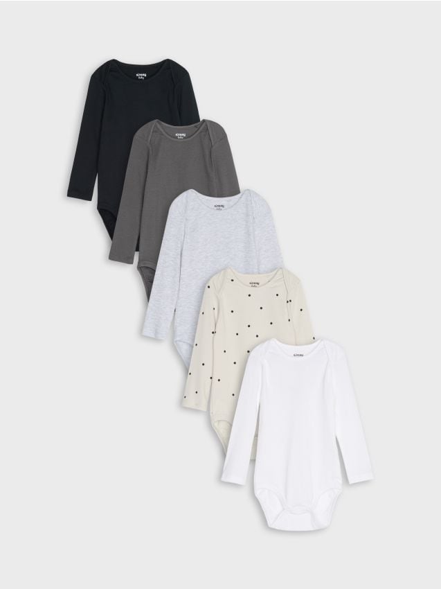 Sinsay - Set de 5 bodyuri din bumbac - gri-închis