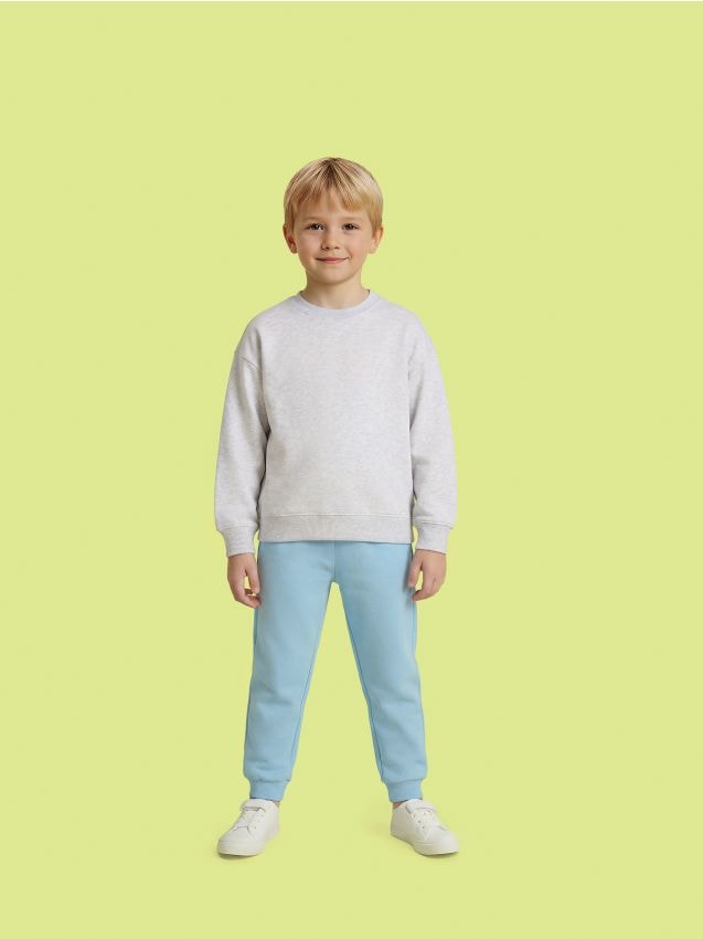 Sinsay - Hanorac basic cu guler rotund - gri deschis