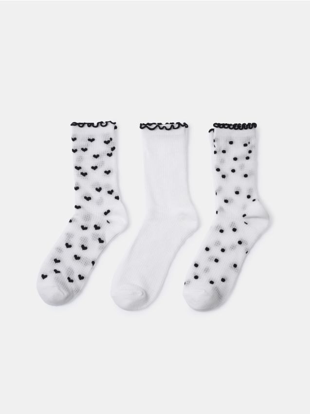 Sinsay - Set de șosete cu volan cu inimioare și buline 3 pack - multicolor