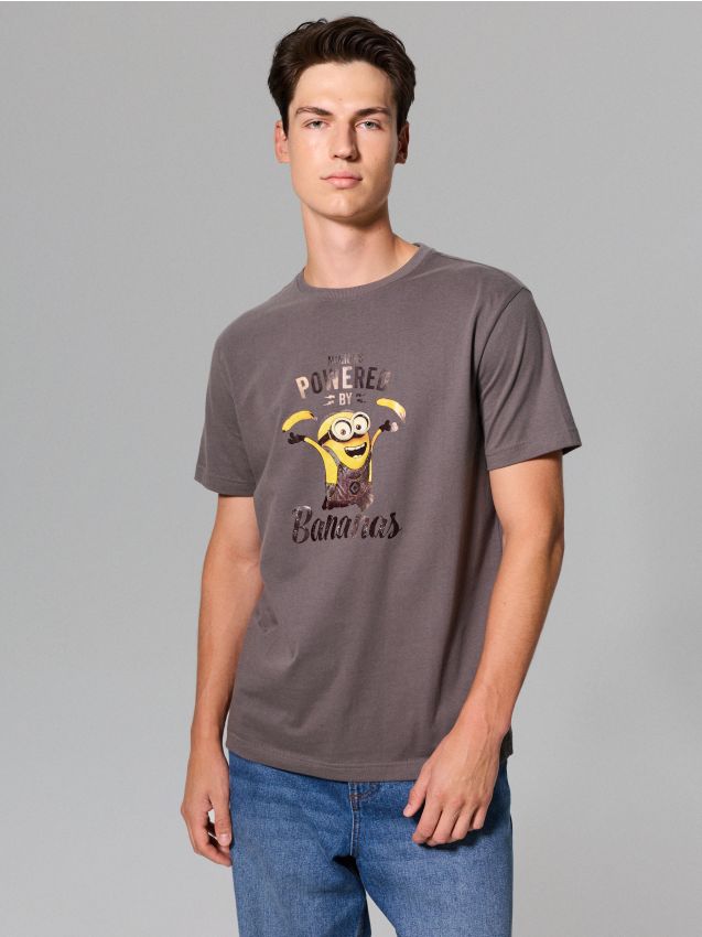 T-shirt in cotone con stampa Minions - grigio scuro