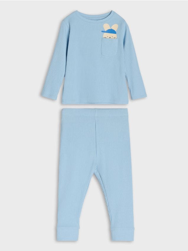 Sinsay - Set tricotat în relief - albastru-pal