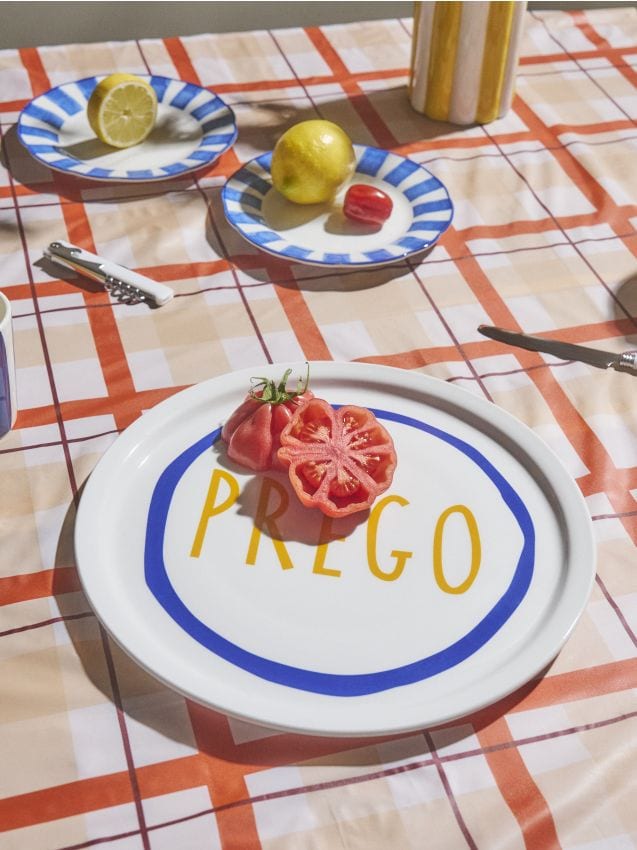 Sinsay - Veľký tanier na pizzu s nápisom Prego - tmavomodrá