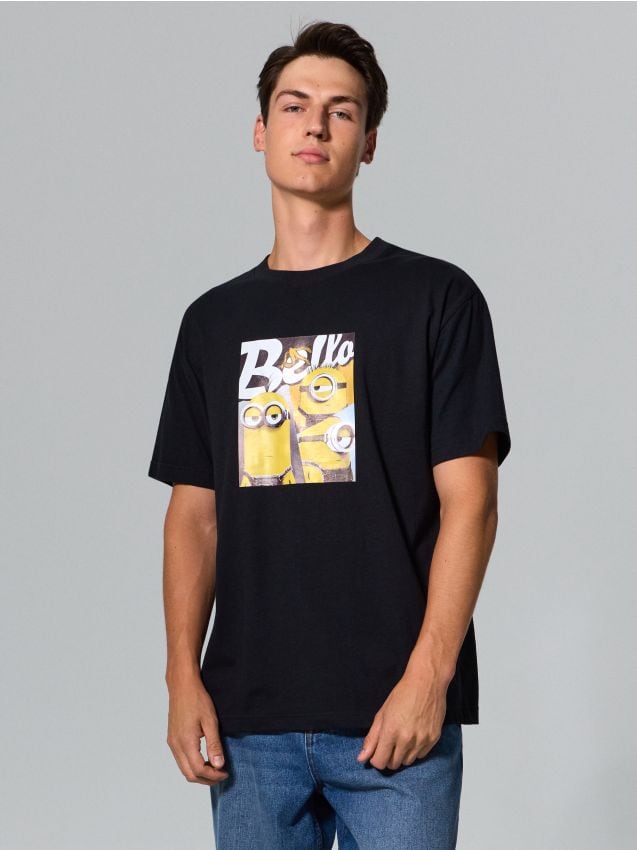 Sinsay - Tricou din bumbac cu imprimeu Minions - negru