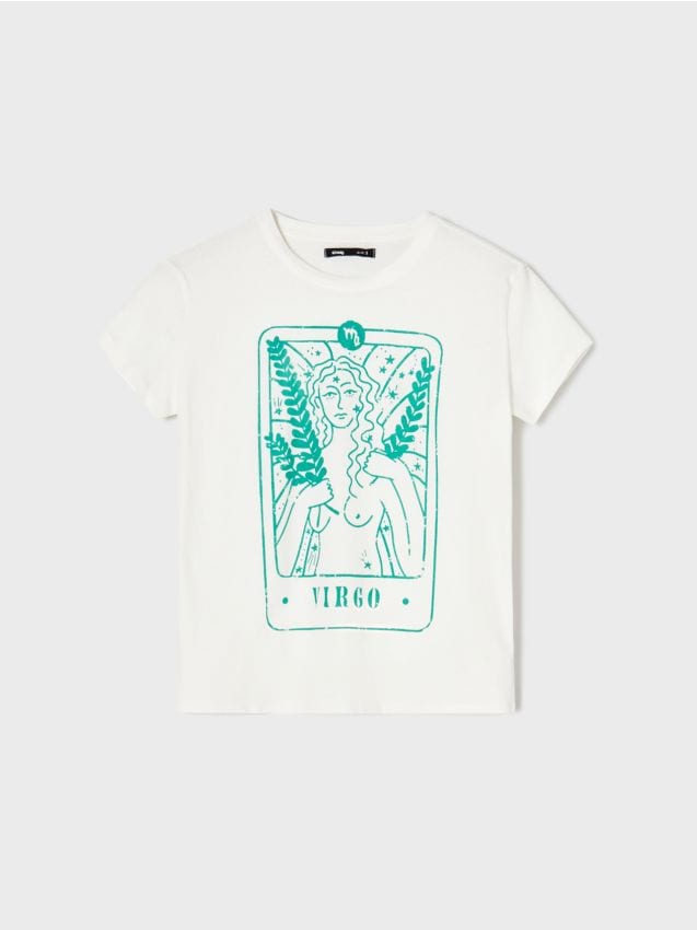 Sinsay - Bavlnená košeľa s potlačou - biela