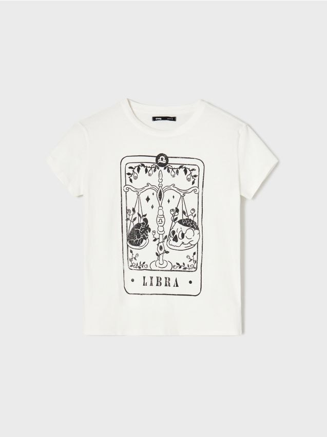 Sinsay - Bavlnená košeľa s potlačou - biela