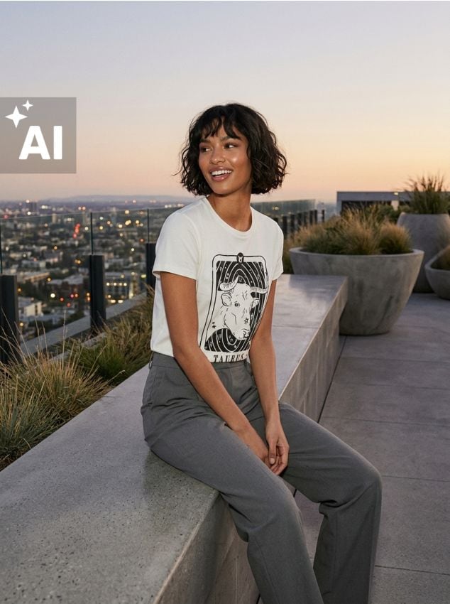 Sinsay - Tricou din bumbac cu imprimeu zodiacal - alb