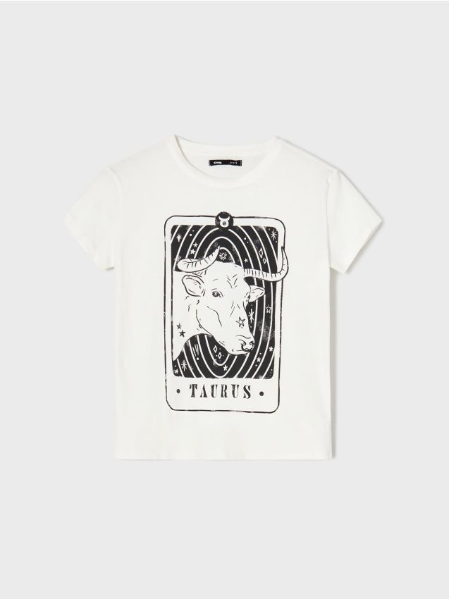 Sinsay - Bavlnená košeľa s potlačou - biela