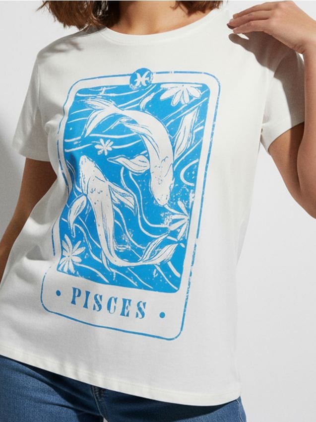 Sinsay - Bavlnená košeľa s potlačou - biela