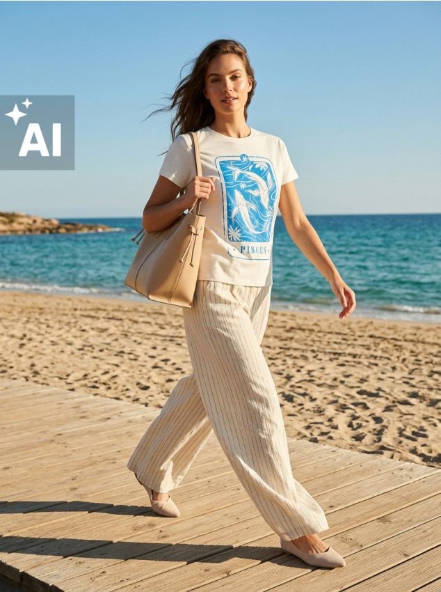 Sinsay - Tricou din bumbac cu imprimeu zodiacal - alb