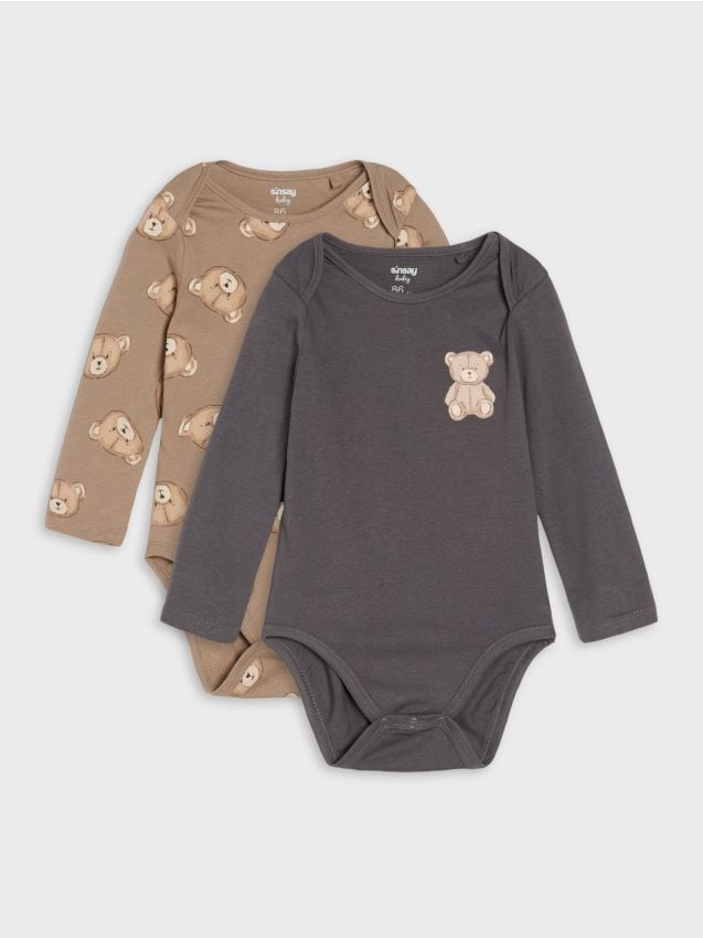 Sinsay - Set de 2 body-uri - gri-maroniu
