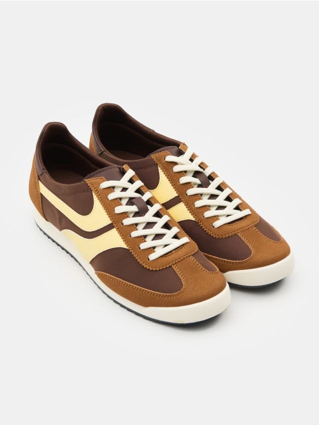 Sinsay - Sneakers joși cu șireturi - maro-închis