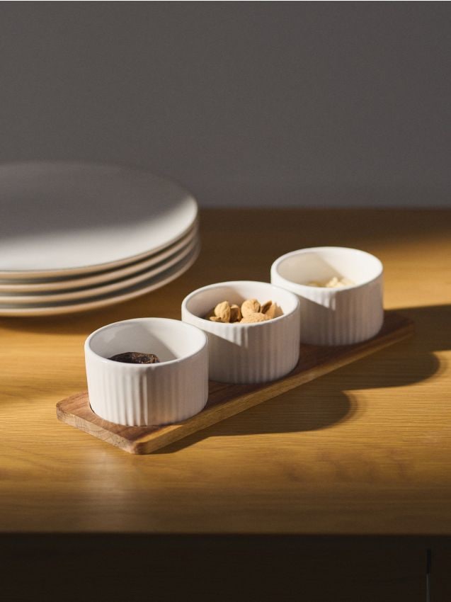 Sinsay - Tavă de servire cu trei boluri - alb