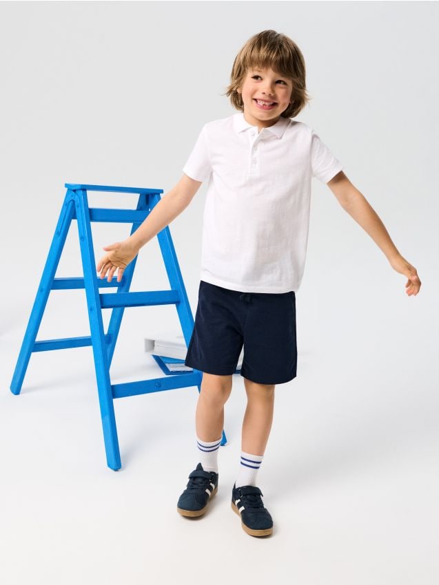 Sinsay - Tricouri polo din bumbac 2 pack - alb