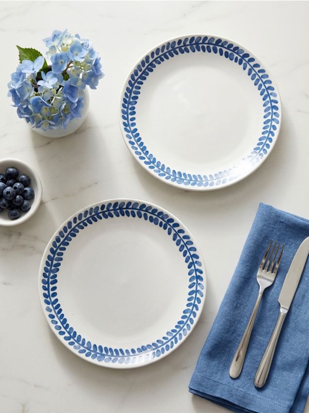 Sinsay - Farfurii ceramice cu bordură vegetală 2 pack - alb