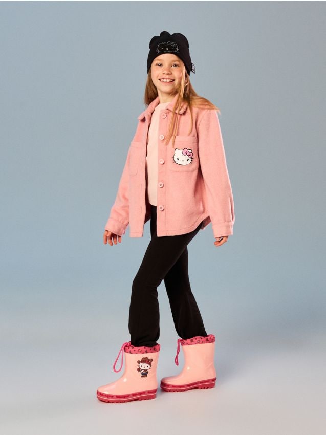 Sinsay - Cizme de ploaie Hello Kitty cu manșetă răsfrântă și talpă luminoasă - roz-pastel