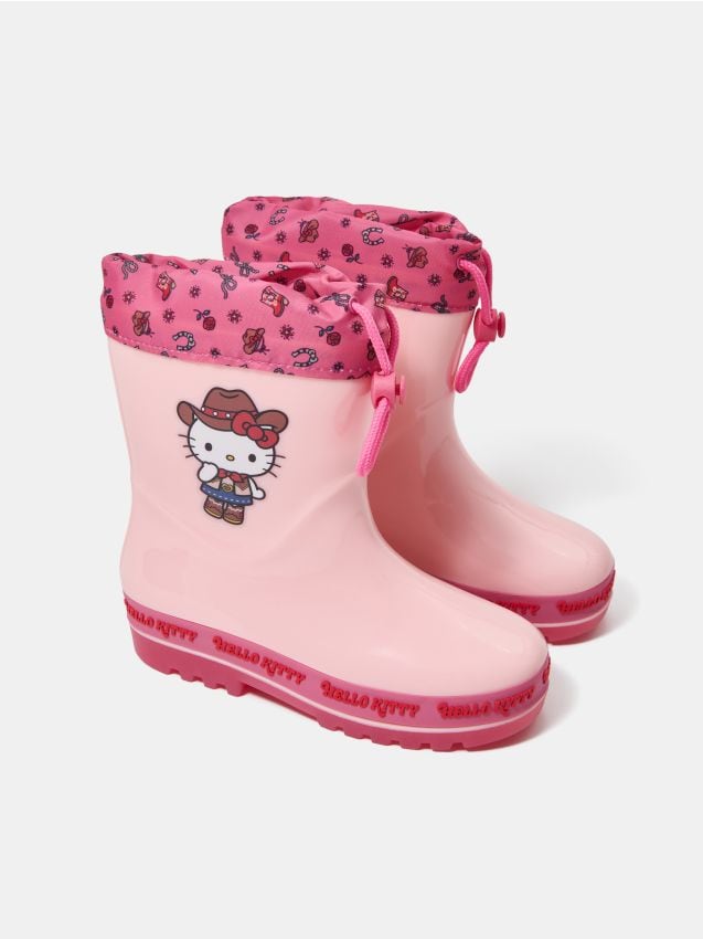 Sinsay - Cizme de ploaie Hello Kitty cu manșetă răsfrântă și talpă luminoasă - roz-pastel