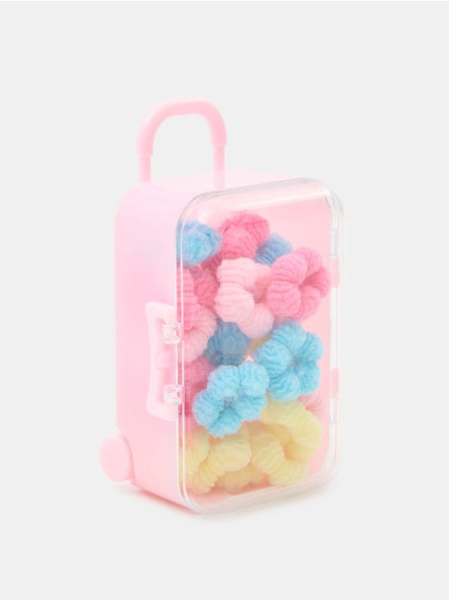 Sinsay - Set de elastice de păr într-o cutie în formă de valiză 15 pack - multicolor