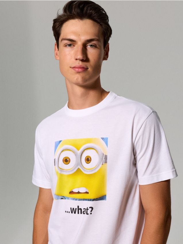 Sinsay - Tricou din bumbac cu imprimeu Minions - alb