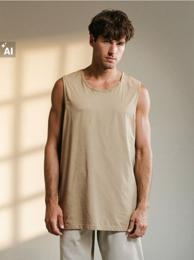 Sinsay - Tricou Fără Mâneci - bej