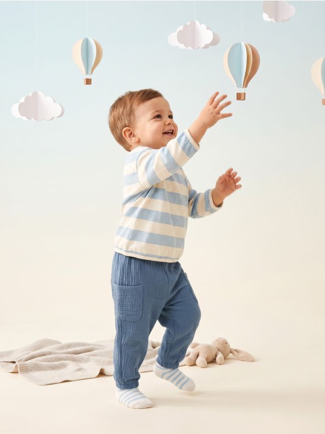 Sinsay - Pantaloni din bumbac muselină - light blue