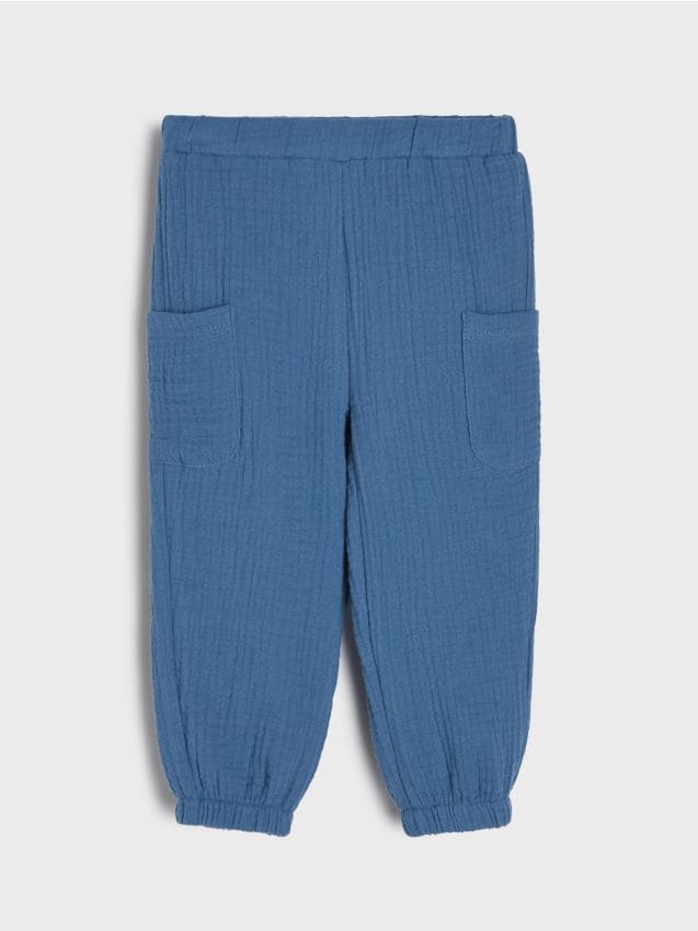 Sinsay - Jeansy jogger z gumką w pasie - niebieski