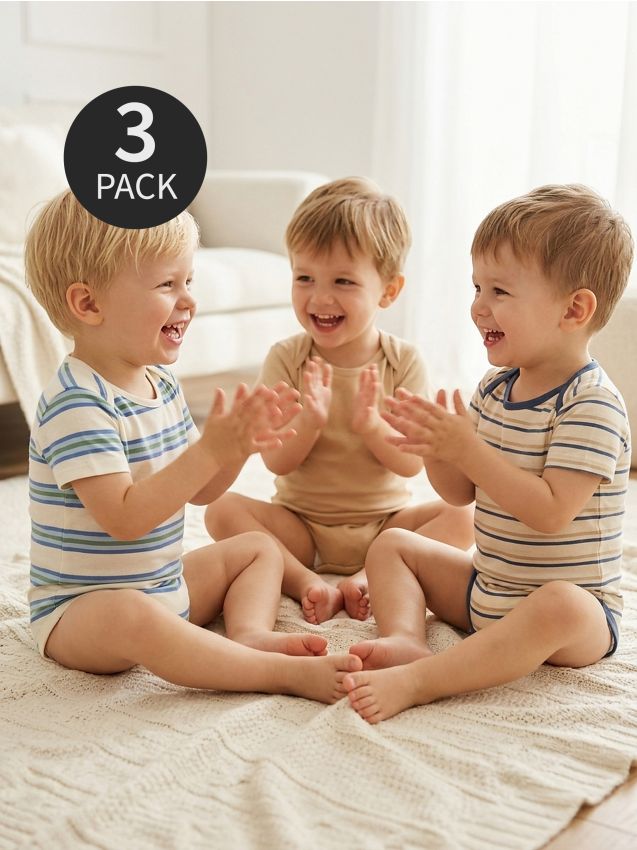 Sinsay - Set de 3 body din bumbac - nude