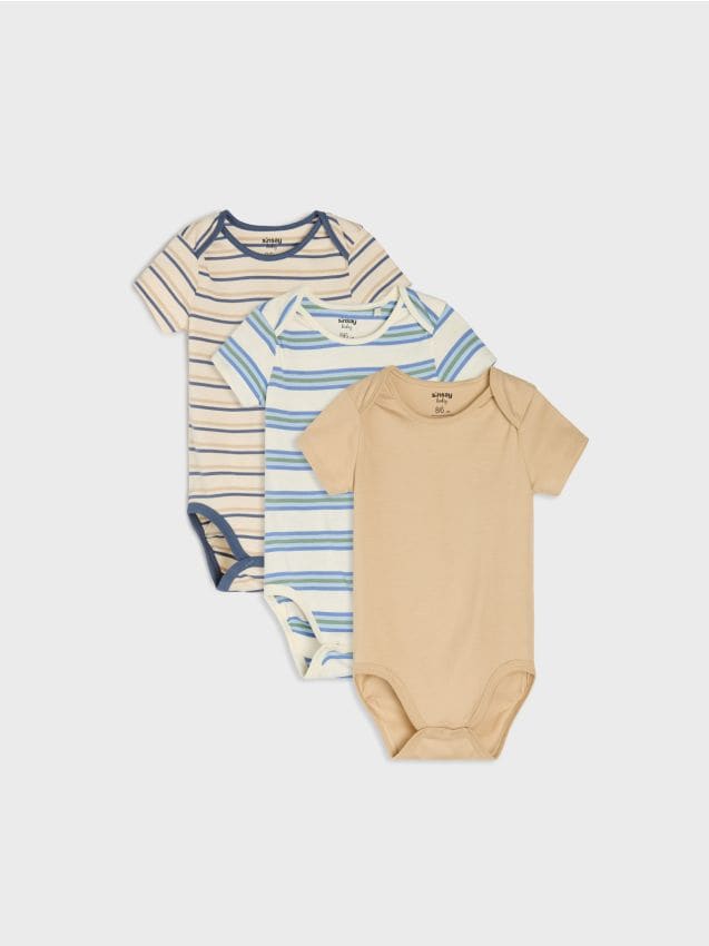 Sinsay - Set de 3 body din bumbac - nude
