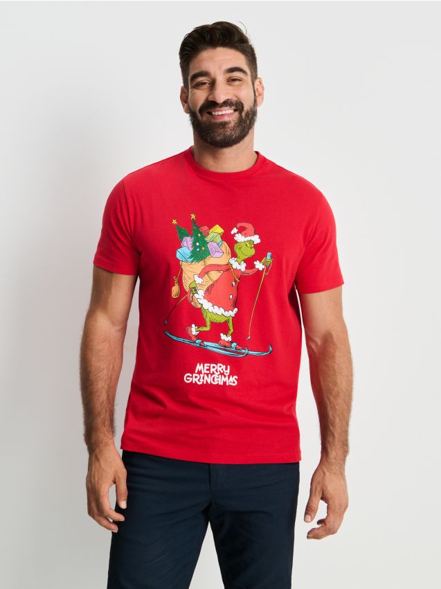 Sinsay - Tričko s krátkym rukávom Grinch - červená