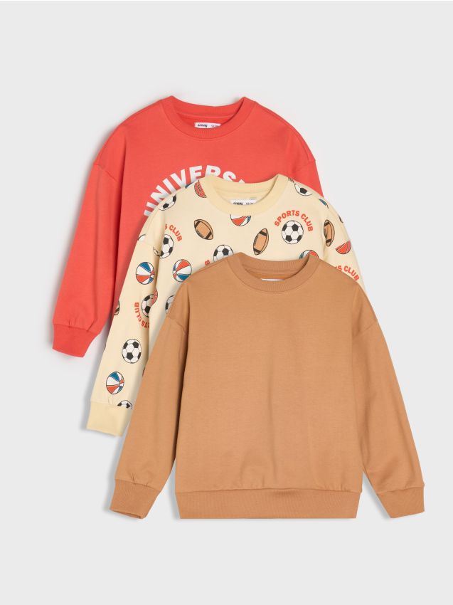 Sinsay - Bluză crewneck cu imprimeu 3 pack - roșu