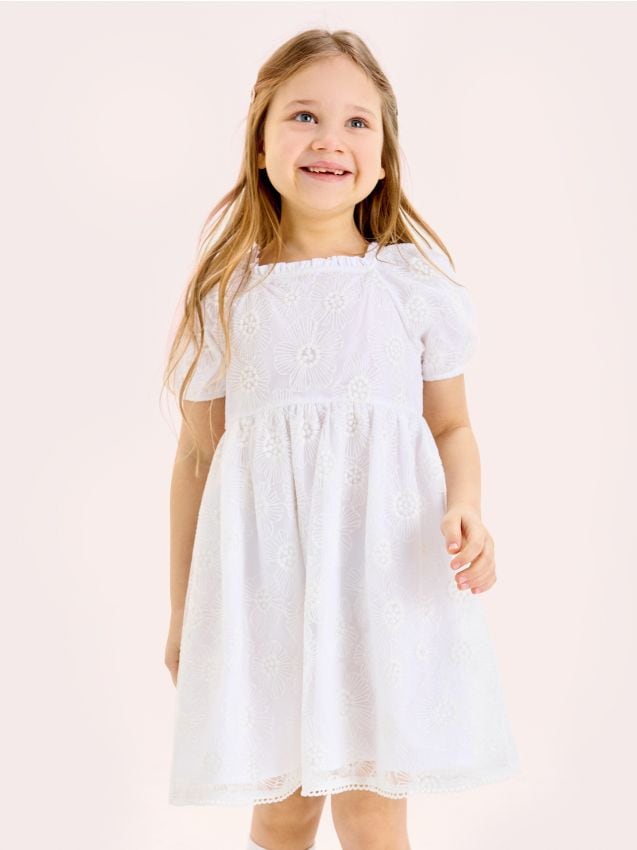 Sinsay - Rochie babydoll din tul - crem