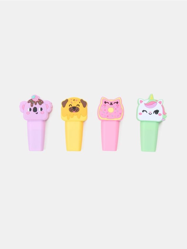Sinsay - Evidențiatoare cu motiv de animale 4 pack - multicolor