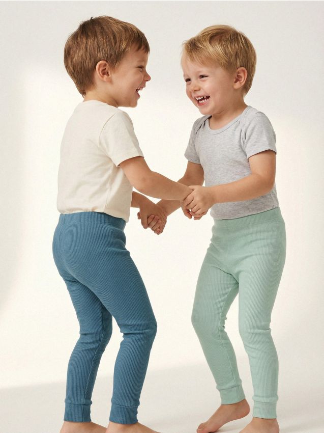 Sinsay - Legginguri riglate 2 pachete - verde-prăfuit