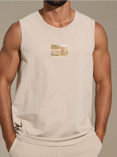 Tank top z ozdobnym drobnym nadrukiem