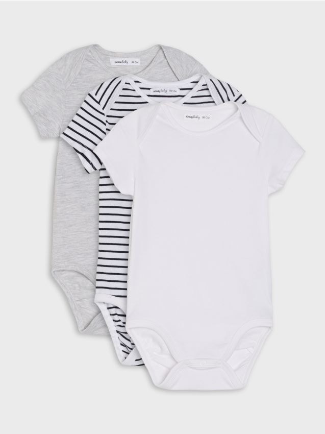 Sinsay - Body din bumbac 3 pack - alb