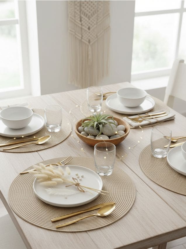 Sinsay - Suporturi de masă împletite 4 pack - crem