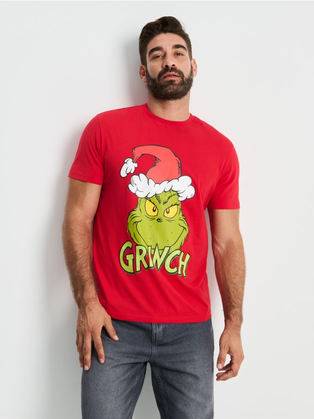 Sinsay - Tričko s krátkym rukávom Grinch - červená