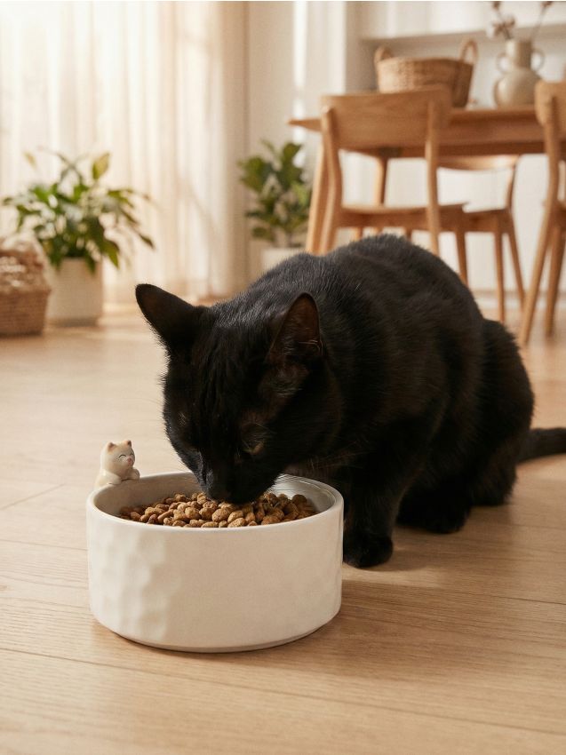 Sinsay - Bol ceramic pentru animale cu figurină pisică - nude